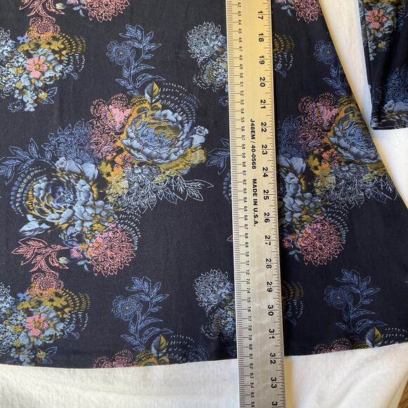 Mudd Women Dress XS Navy Floral A-Line Button Long Sleeve Knee Length Stretch - Picture 7 of 9